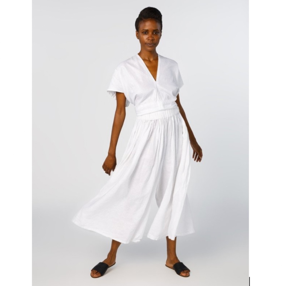 Miranda Bennett White Linen Palazzo Pants